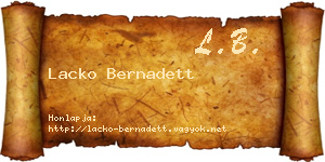 Lacko Bernadett névjegykártya